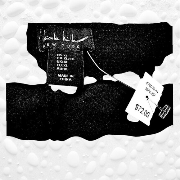 ๐ Nicole Miller New York Stretch Black Brocade Pull On Baggy Pants - XL - NWT - Picture 3 of 4